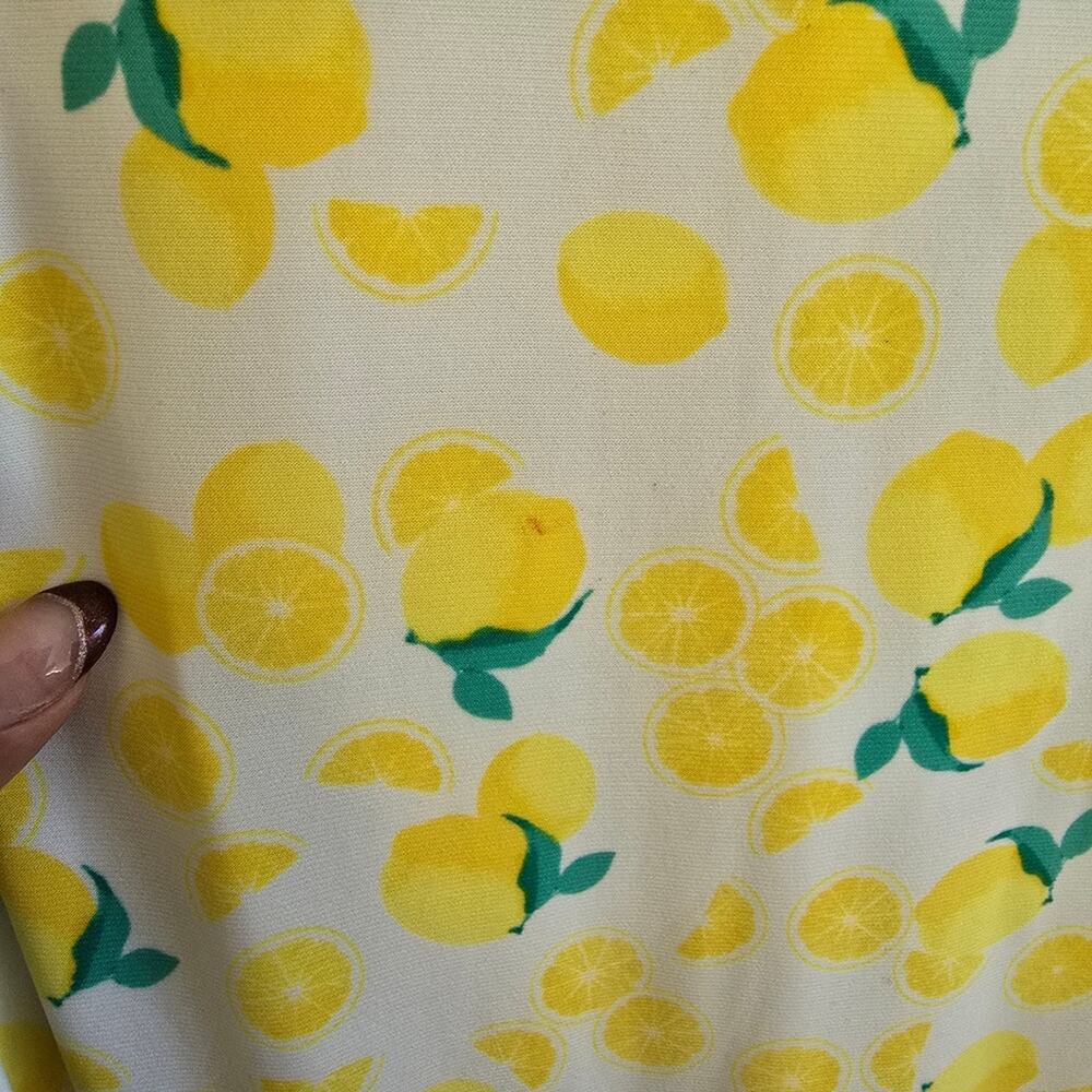 Pappagallo White Boho Spring‎ Lemon Print Butter Yellow Midi Dress Small - Picture 5 of 12